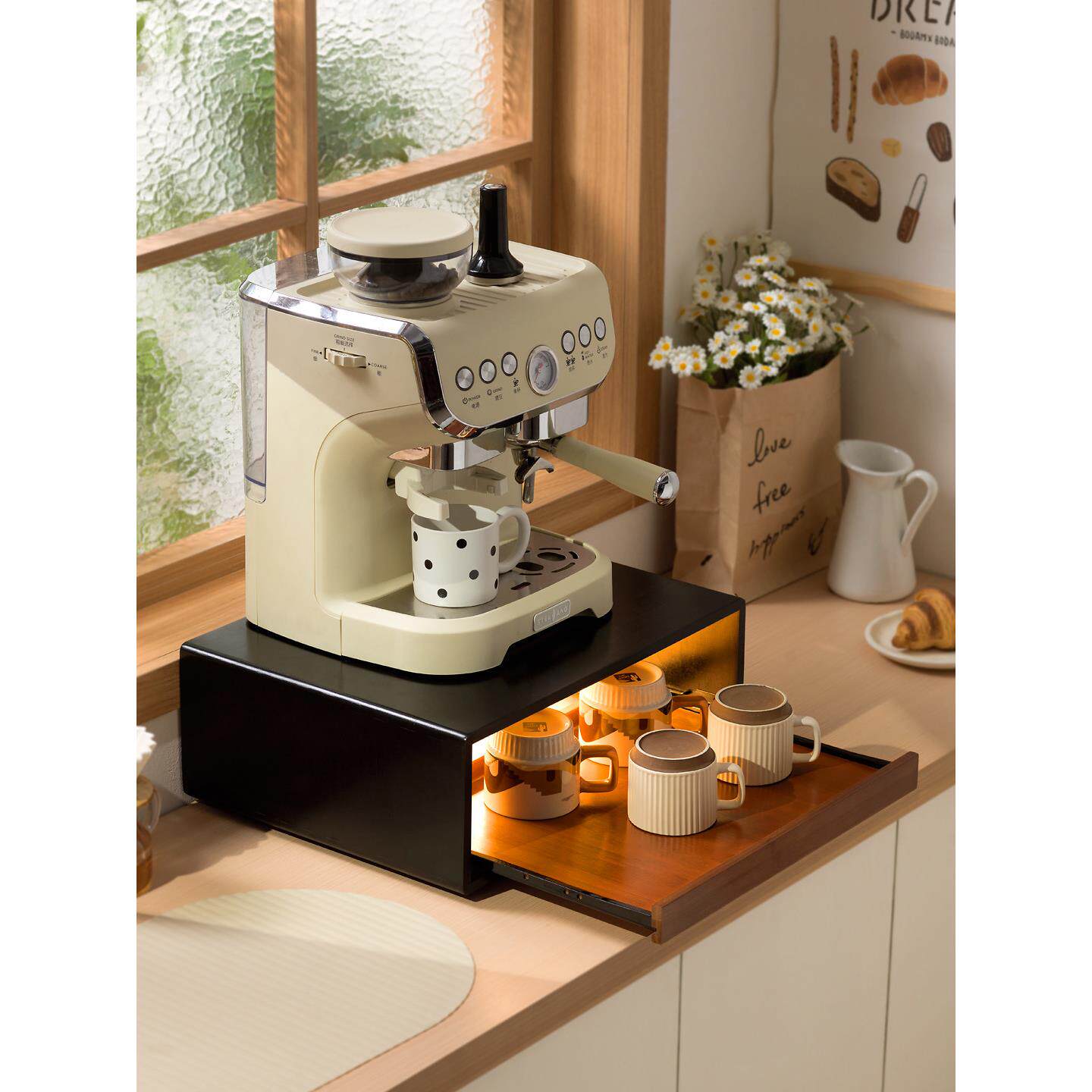 桌面咖啡机置物架小饮水机增高架水吧台台面杯子茶杯抽屉收纳架子