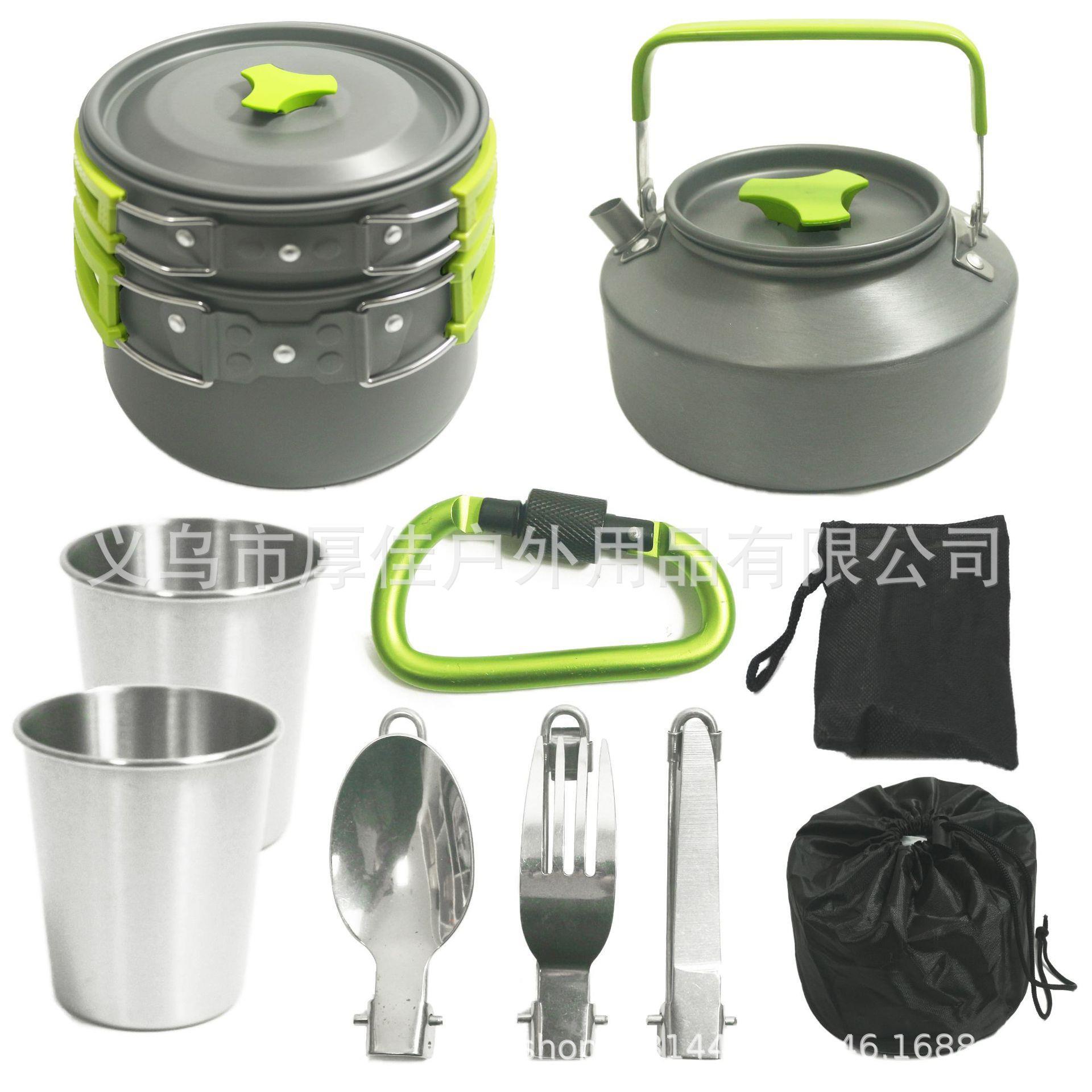 户外用品 正品热卖2-人户外茶壶套锅组合野营折叠锅具炊具套装