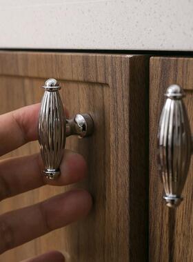 indoors中古风黄铜拉手金色银色法式复古衣柜门单孔橄榄型小拉手