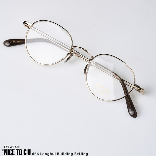 EYEVAN 187-46-902日本手工眼镜框金色圆框镜架时尚小框男女款