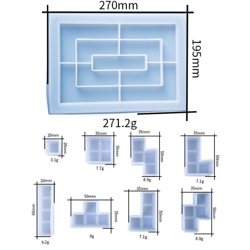 diy水晶滴胶模具俄罗斯方块模具镜面手工制作创意饰品
