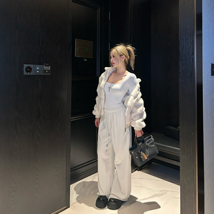 TL【雪白暖宝 财阀女主】环保荷兰貂波浪纹皮草上衣韩女高领外套