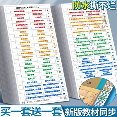 政治历史目录标签贴2026中考人教版道法开卷速查索引贴初中生政史