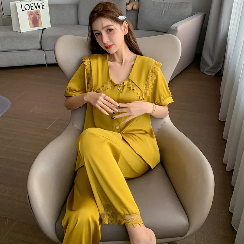 睡衣女春秋宽松套装大码家居服