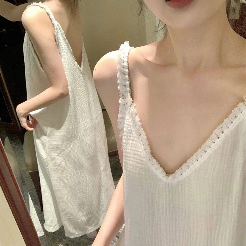 夏季性感露背吊带可外穿睡裙