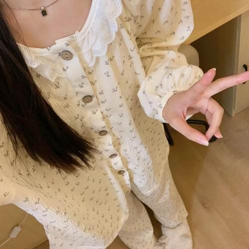 碎花睡衣女春秋套装家居服套装