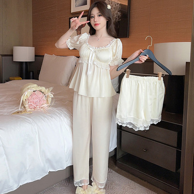 法式甜美公主风短袖带胸垫睡衣