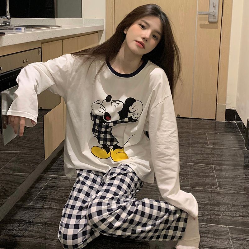 睡衣女春秋棉质可外穿睡衣套装