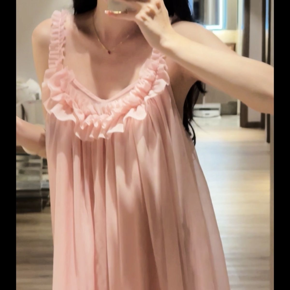 法式蕾丝吊带女士睡裙可外穿