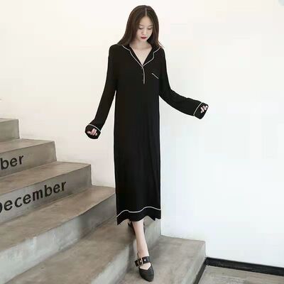 睡裙女简约秋冬睡衣居家可外穿