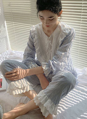 睡衣女秋纯棉家居服套装女夏甜美