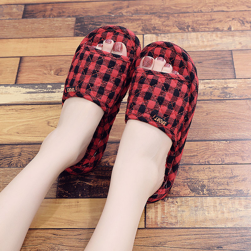 静音木地板四季纯棉布底拖鞋