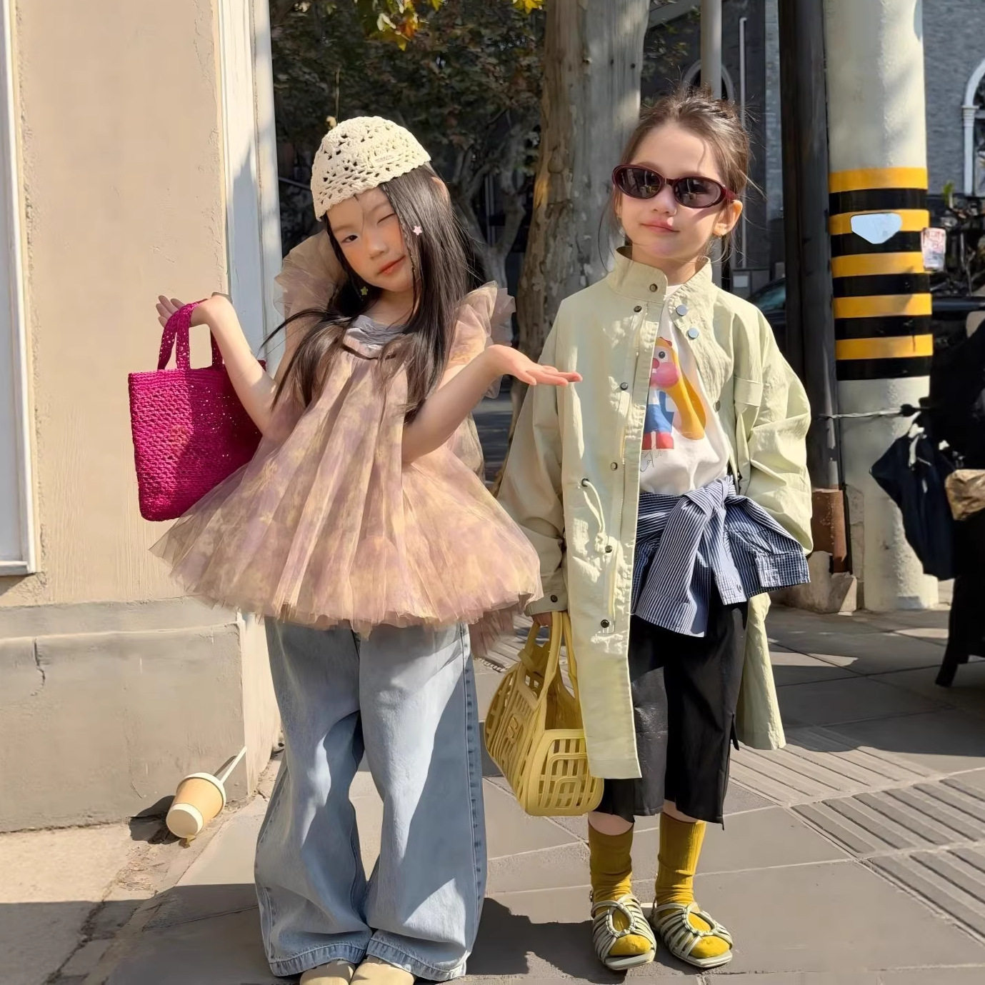 女童韩版蓬蓬裙吊带连衣裙公主裙春夏季新款女孩洋气时髦工装风衣