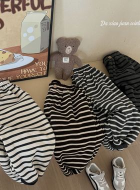 大小卷宝宝幼儿园条纹休闲裤卫裤男童秋冬加绒运动裤-44001