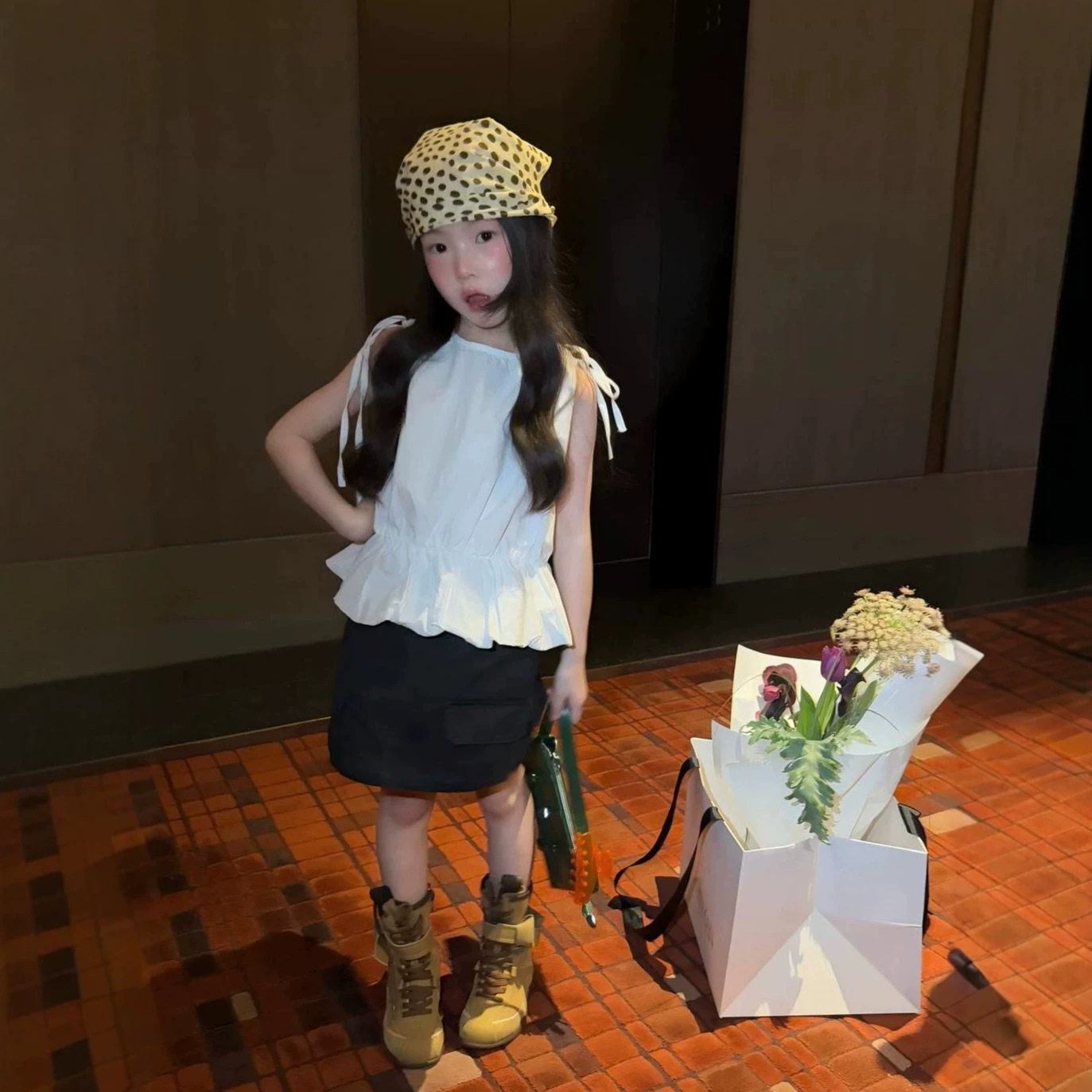 女童套装26夏新款韩版洋气系肩带花苞小衫童装辣妹休闲工装裙
