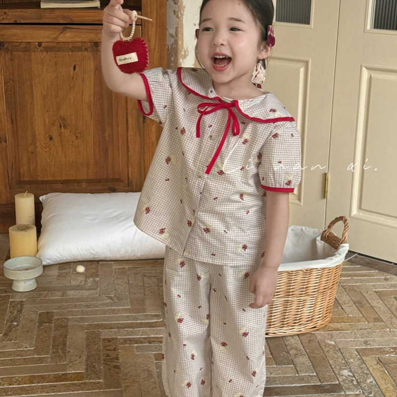 里南希 女童纯棉家居服套装2026夏季新款儿童睡衣套装a类吸汗透气