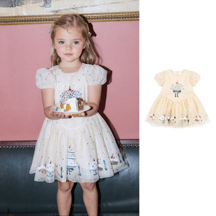 女童连衣裙2026夏季新款洋气蛋糕亮片甜美公主纱纱蓬松裙宝宝裙子