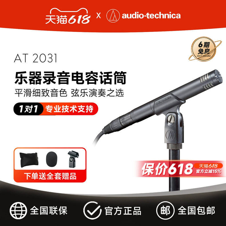 铁三角AT2031钢琴提琴吉他人声专业乐器录音话筒小振膜电容麦克风