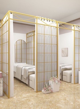 美甲店房间分隔神器美容院隔间装饰铁艺屏风隔断墙养生馆简易遮挡