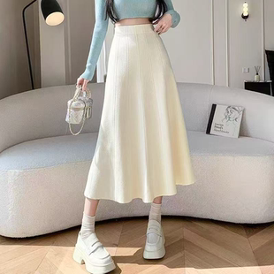 2957针织半身裙女秋裙子遮胯显瘦长裙