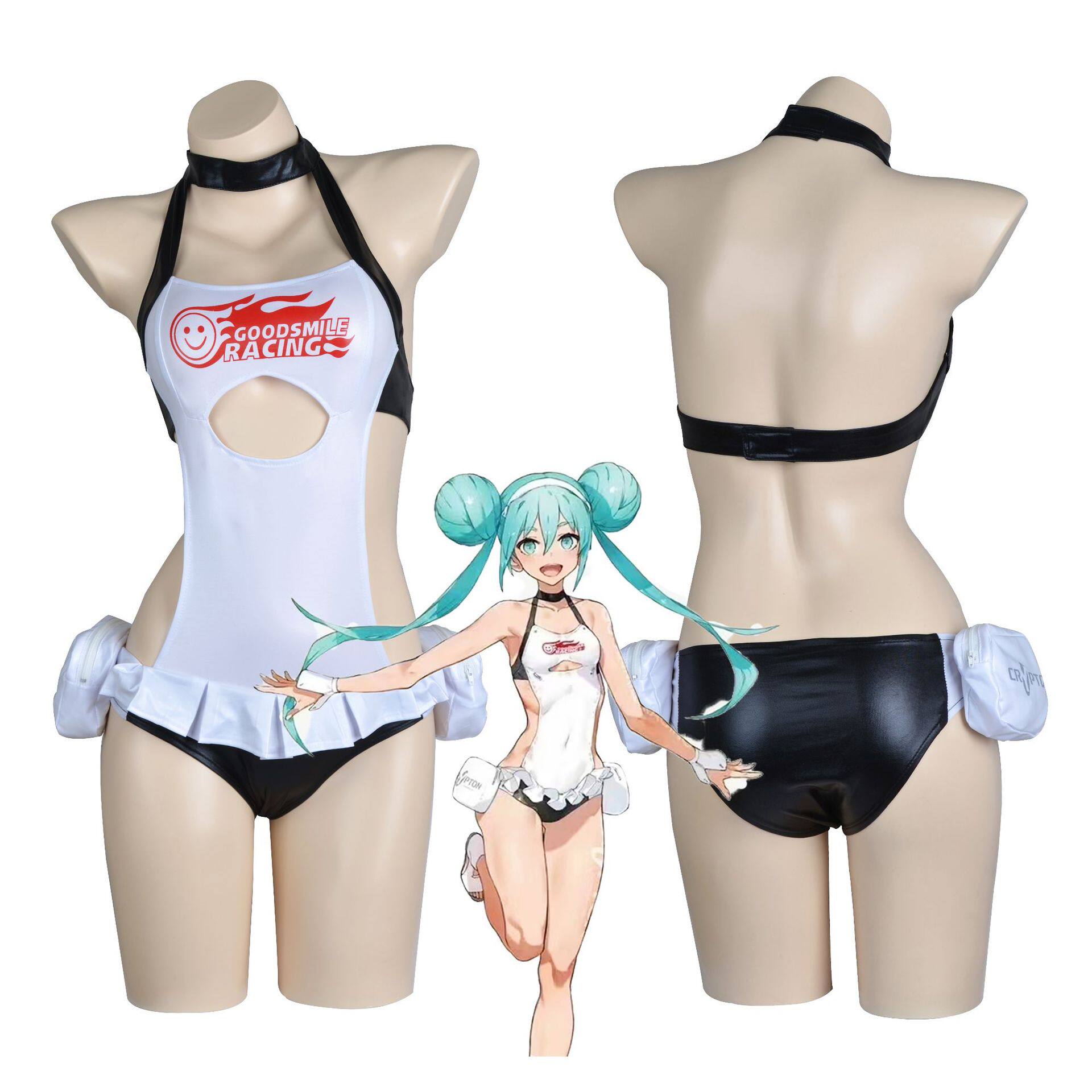 初音未来cos赛车miku2022夏季应援cosplay服泳装性感可爱女