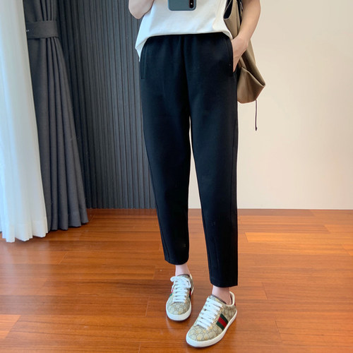 大码弹力九分休闲哈伦裤女