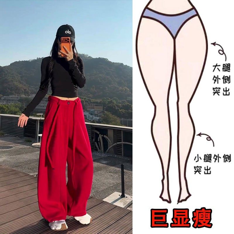 春季新款简约设计慵懒风高腰宽松阔腿裤梨形身材遮肉显瘦休闲裤女,女装/女士精品,大码裤装,淘宝优惠券,粉丝福利购,淘宝优惠卷