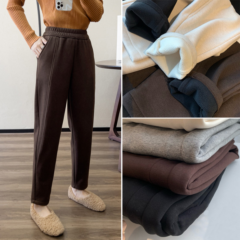 冬季大码女装加厚加绒毛呢哈伦裤胖妹妹显瘦休闲卫裤设计感萝卜裤,女装/女士精品,休闲裤,淘宝优惠券,粉丝福利购,淘宝优惠卷