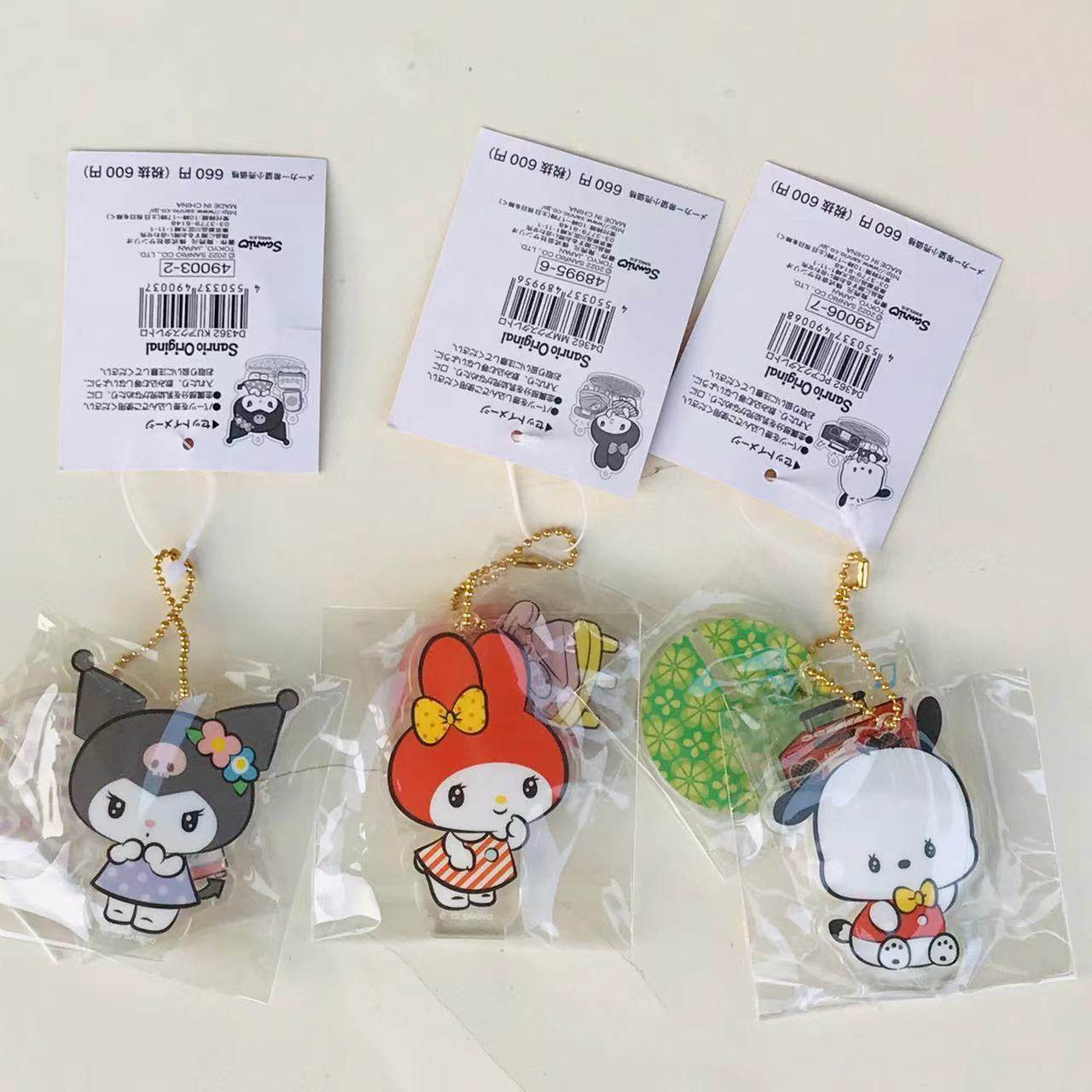 JAPAN SANRIO MELODY CINNAMON DOG KUROMI SHOWA RETRO SERIES DOLL PENDANT STAND