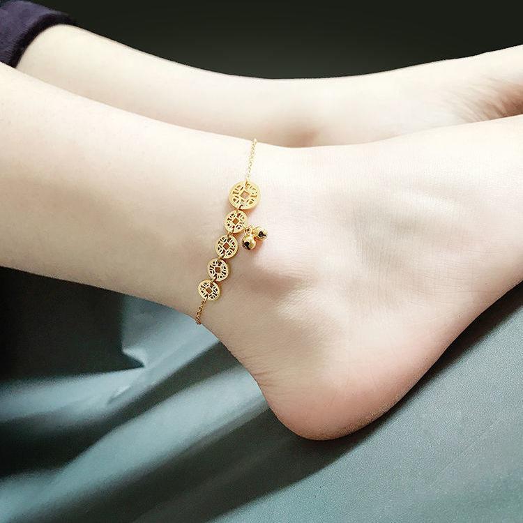【一折专区】奥特莱斯清仓轻奢铃铛铜钱脚链outlets女|金属结构件