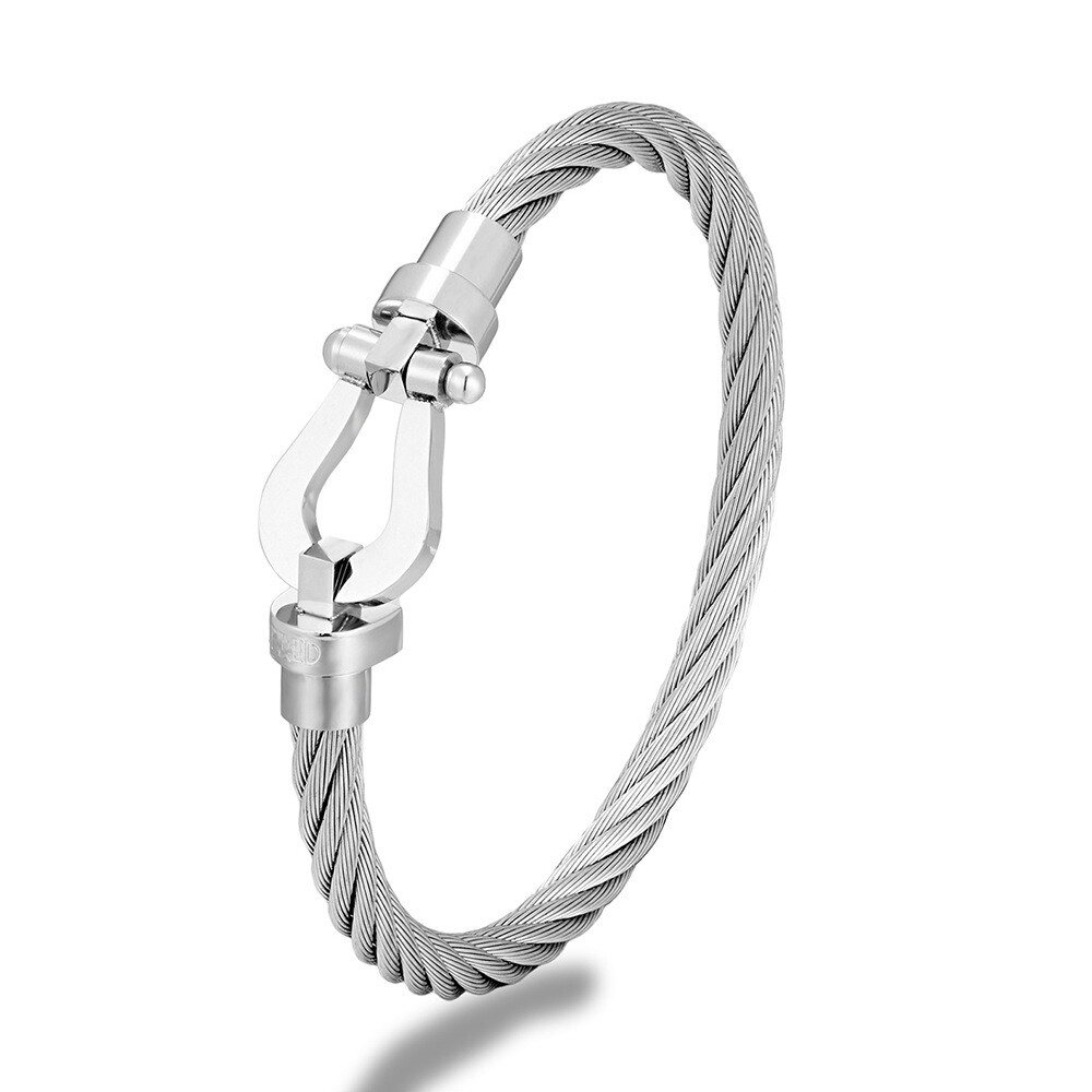 thumbnail for horseshoe clasp bracelet men's and women's niche sense of luxury trend, titanium steel gold bracelet for men and women, a pair of birthday gifts