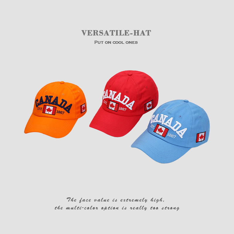 鸭舌帽女ins潮牌帽子男遮阳帽夏季加拿大枫叶夏天休闲潮流棒球帽