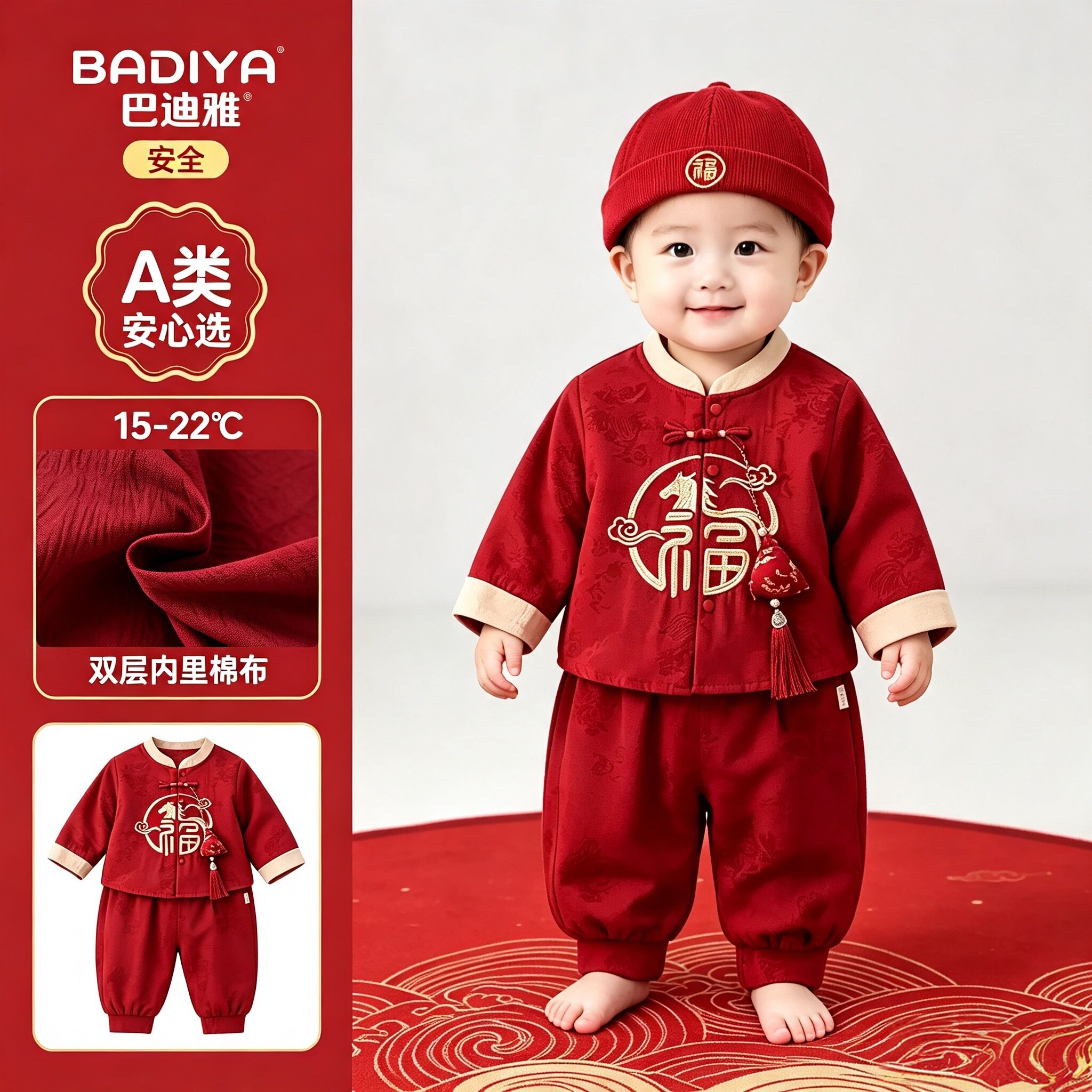 秋季男宝宝周岁礼服套装生日衣服婴儿百天抓周服装新中式唐装汉服