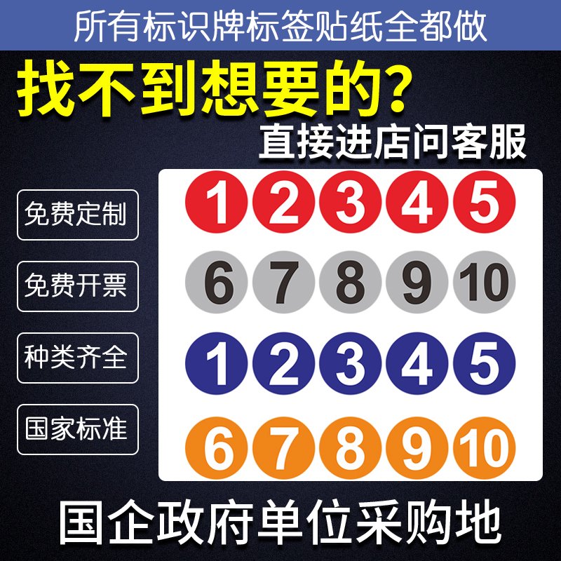 数字贴纸箱子号码标签运动选手编号机器序号桌子字母不干胶贴纸