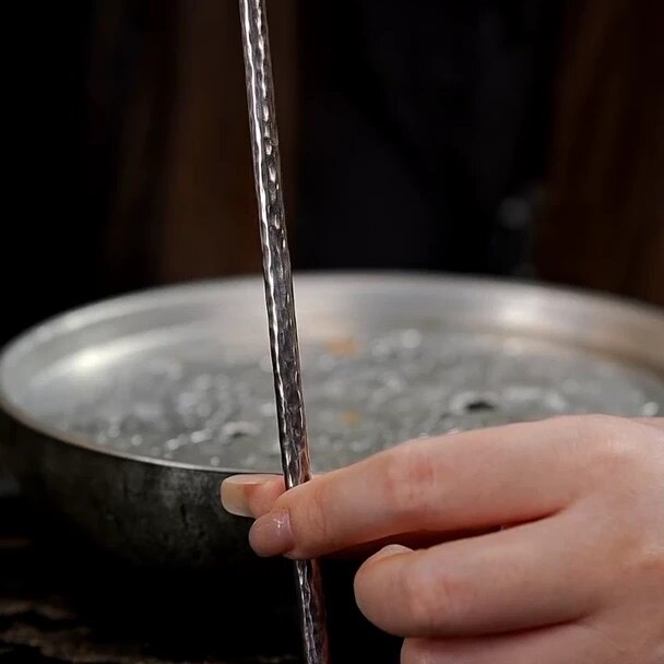 银器 锤纹直嘴吸管