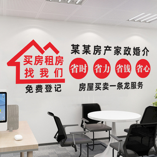 创意房产中介买房租房贴纸墙贴装饰门店橱窗玻璃门贴店面广告贴