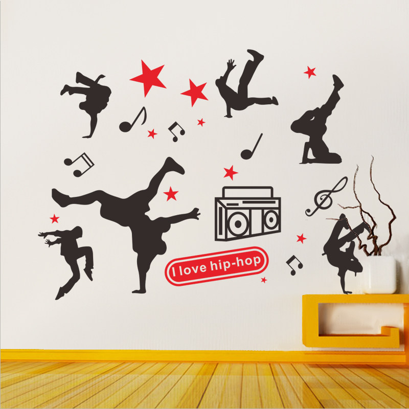 创意个性街舞小人物动作剪影墙贴纸酒吧舞蹈工作室背景墙面装饰贴