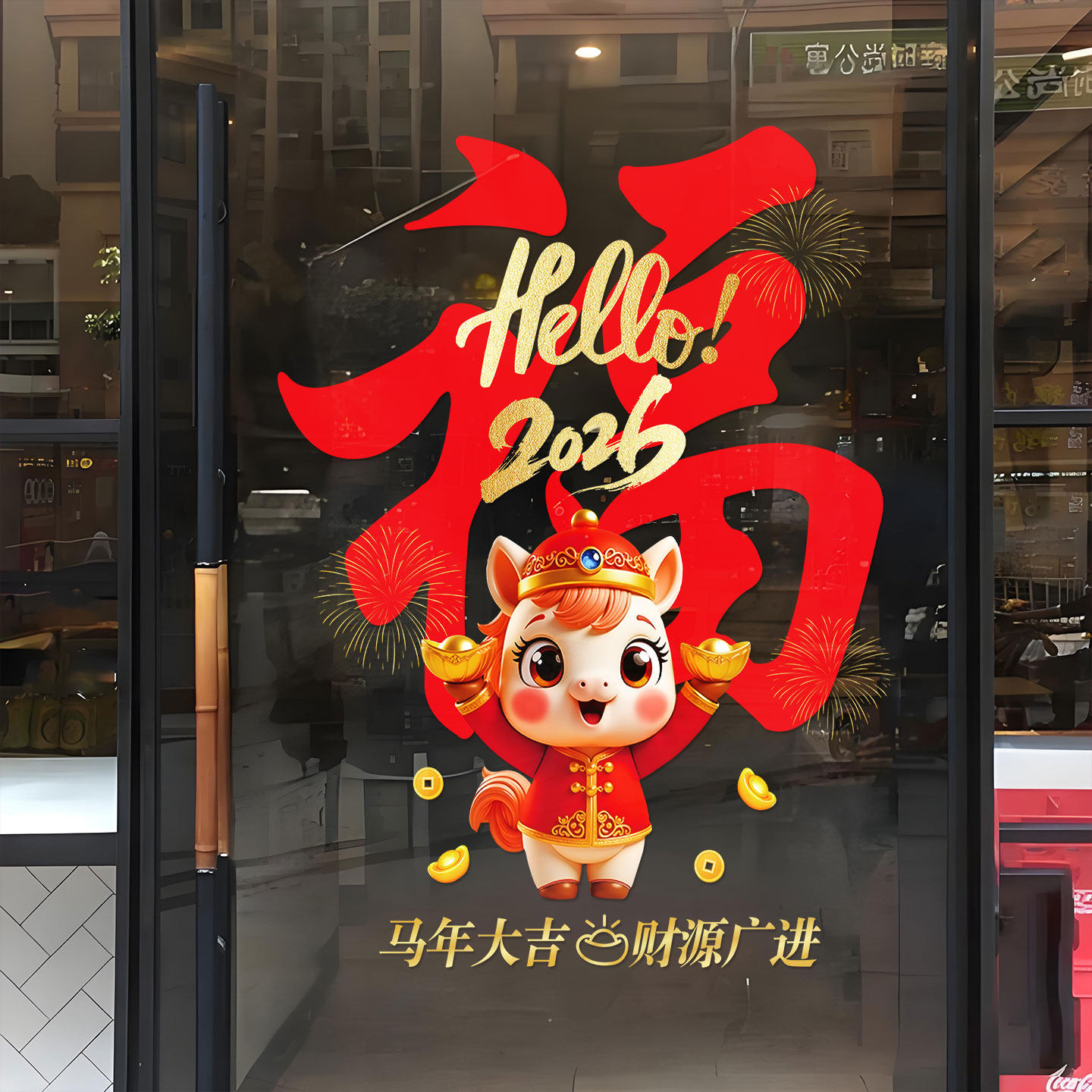 小红书推荐福字马年静电贴纸