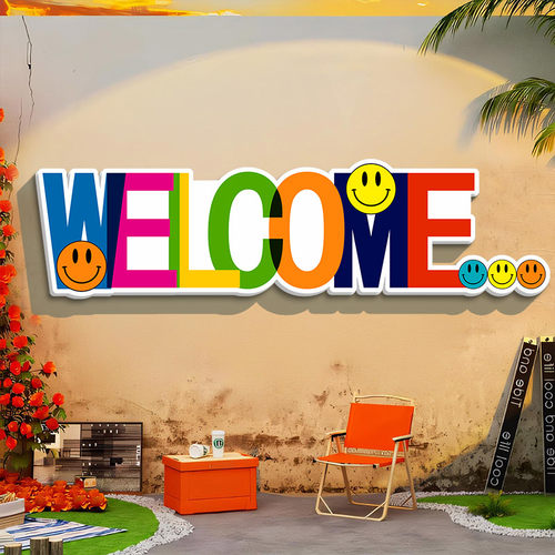 奶茶烧烤小吃店铺欢迎光临墙面贴