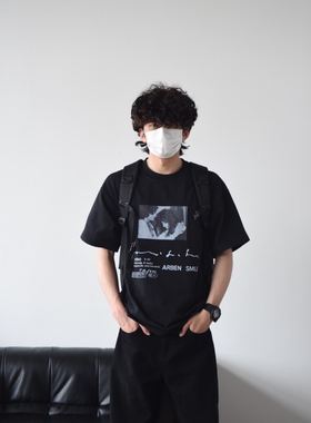 X1617 夏季新款美式休闲宽松百搭圆领人像印花纯棉T恤短袖男T1342