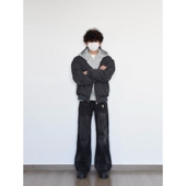 X1617 美式 复古cleanfit加厚棉服假两件棉衣外套连帽棒球服男9302