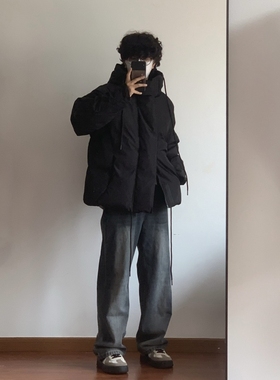 【X1617】冬季新款日系简约保暖开衫棉服男女版休闲加厚纯色外套