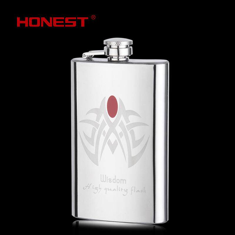 百诚304不锈钢金属家用小酒壶 便携随身户外男士酒具5盎司