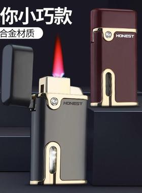 防风直冲充气金属打火机红色火焰带灯送男友打火机礼品烟具