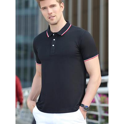 夏季撞色POLO衫男士短袖翻领t恤宽松大码男装保罗衫商务休闲体恤