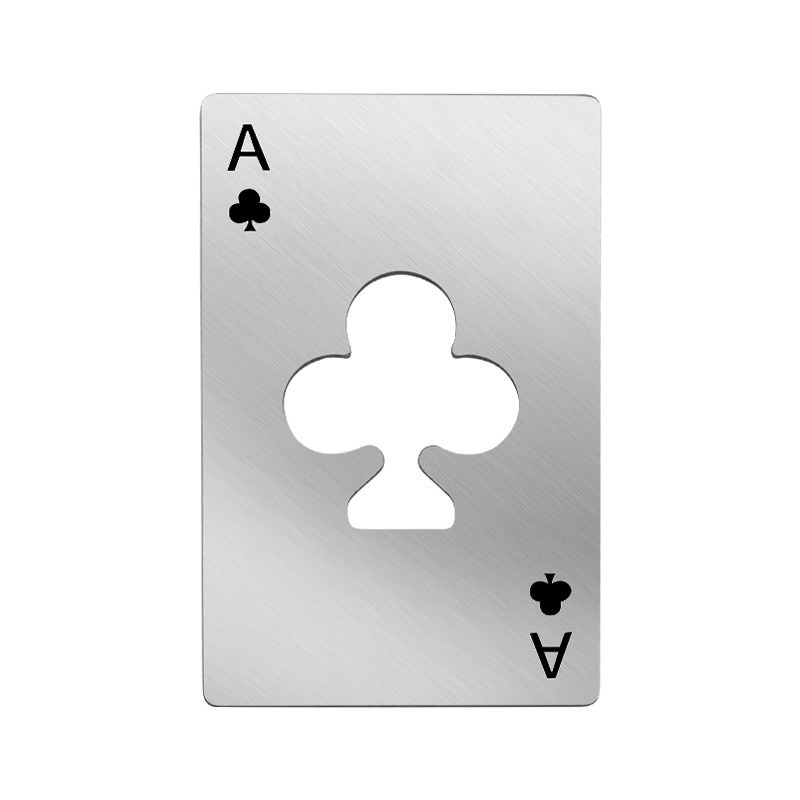 梅花A扑克造型 不锈钢卡片开瓶器C 梅花创意开瓶器 开盖器起瓶器