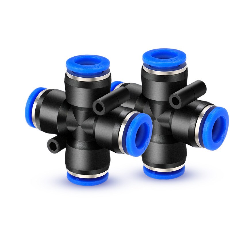 PU气管快速接头6十字四通接头PZA4空压机10气泵12S快插8mm气动配