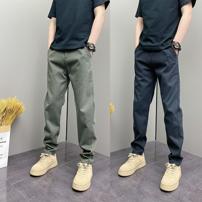 2025年秋冬潮流韩版痞帅直筒修身烟管裤青年男士美式ins休闲裤子
