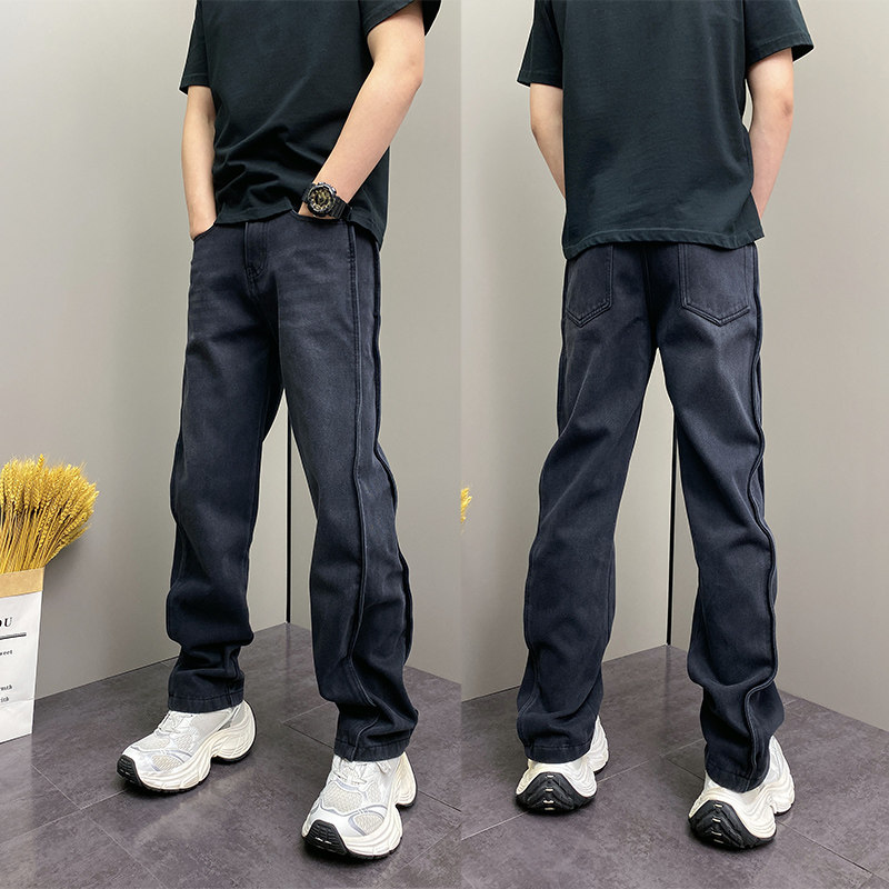 立体裁剪重磅直筒水洗牛仔裤显高显瘦痞帅长裤春季美式男款高品质
