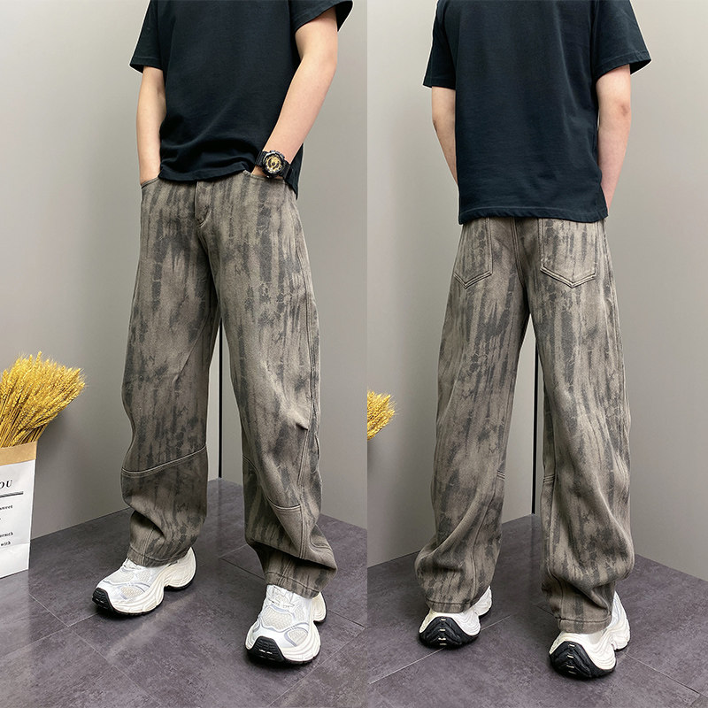 2025秋冬加绒加厚宽松弯刀裤男微阔直筒裤子痞帅垂感流行水洗裤子,男装,休闲裤,淘宝优惠券,粉丝福利购,淘宝优惠卷